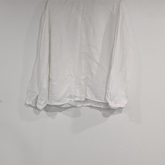 Zara 100% Linen Collared Button Down Shirt White Size Small - Picture 2 of 3